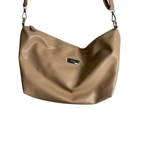 BCBG Paris Pebbled Faux Leather Tan Beige Crossbody Bag - Picture 6 of 6